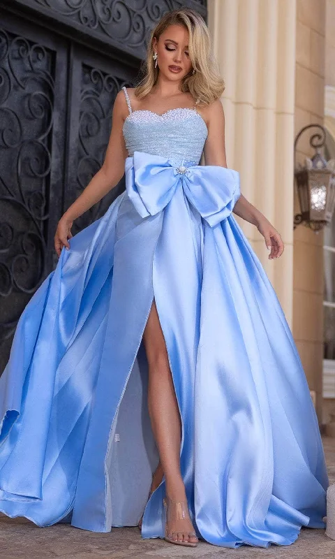 Act Fast Portia and Scarlett PS25651E - Elegant Satin Beaded Bodice Prom Gown