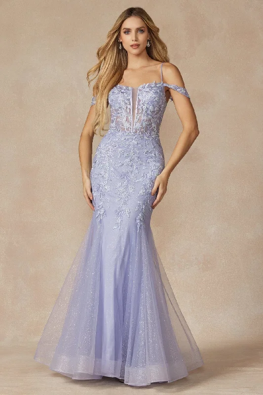 Unmissable Offer Embroidered Cold Shoulder Mermaid Dress by Juliet 290