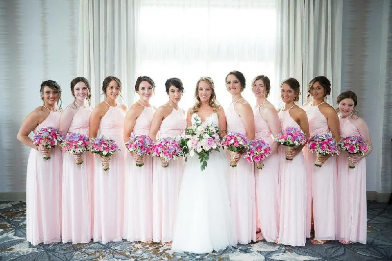 Markdowns David's Bridal Open-Back Lace and Mesh Bridesmaid Dress