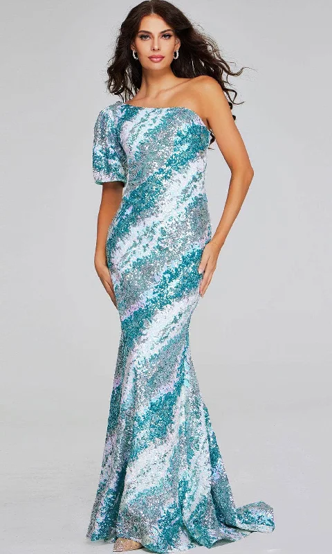 Loyalty Reward Jovani 39077 - Fully Sequin Asymmetric Evening Gown