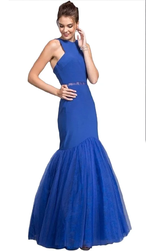 Special Price Trevi Collection - Lace Halter Sheath Prom Dress