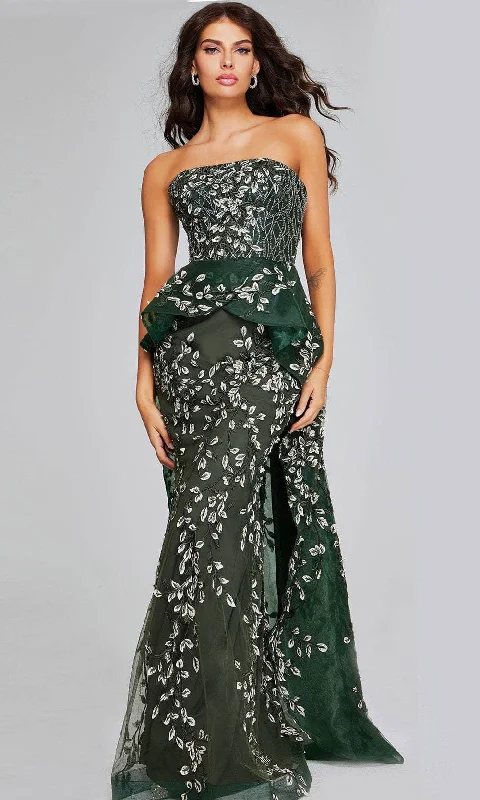 Holiday Sale Jovani 37599 - Embroidered Ruffled Overskirt Evening Gown