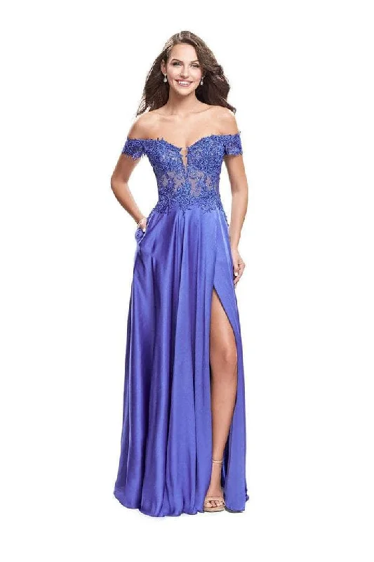 New Arrival La Femme Off Shoulder Lace Pleated Dress A-Line 25694