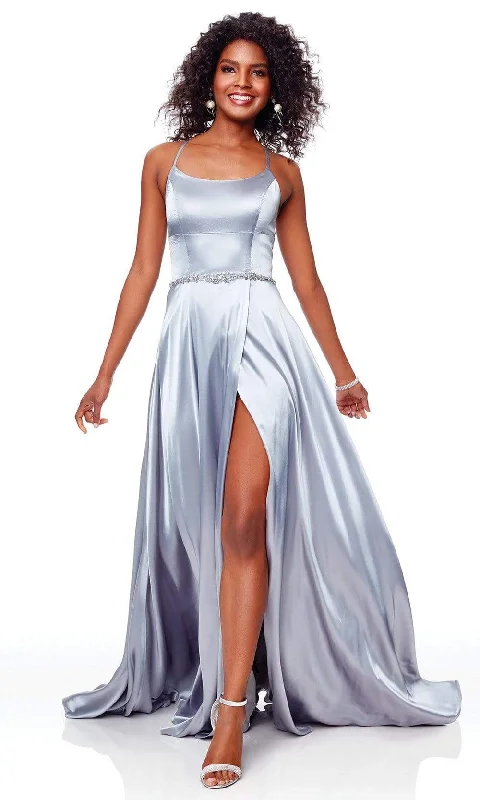 Must-Have Deals Clarisse - 3712 Embellished Scoop Charmeuse A-line Dress