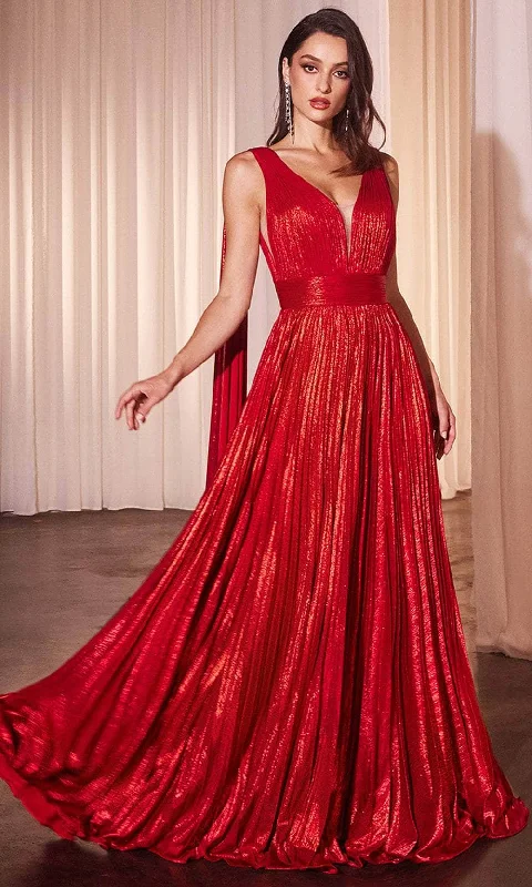 Limited Time Discount Cinderella Divine CD802 - Plunging Neckline Sleeveless Prom Gown