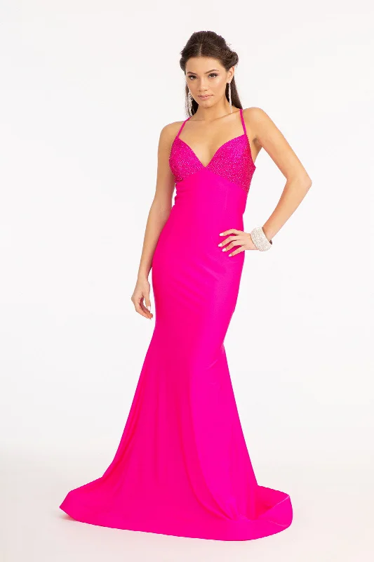 Major Savings Fitted Lace-Up Jersey Gown by Elizabeth K GL3035