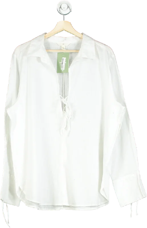 Act Now H&M White Linen Blend Tunic Top UK L