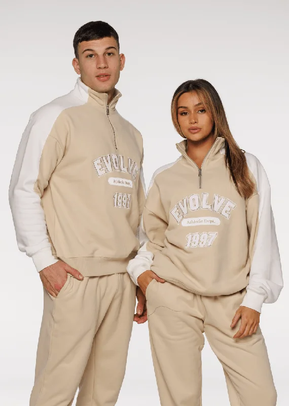 Buy Now Iconic Retro ¼ Zip - Beige-White