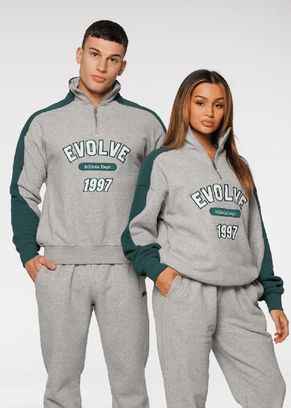 One-DAY Sale Iconic Retro ¼ Zip - Grey-Green