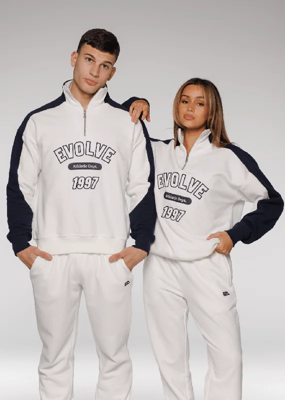 Act Fast Iconic Retro ¼ Zip - White-Navy