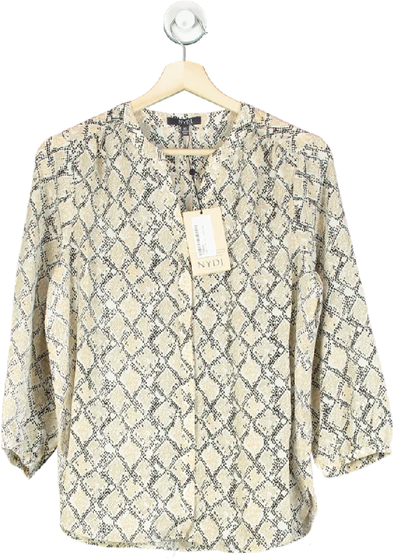 Today Only NYDJ Beige Snake Print Pintuck Blouse UK XS