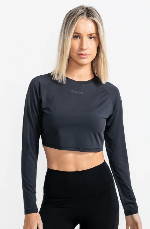 Flash Deals Performance Long Sleeve Crop - Black