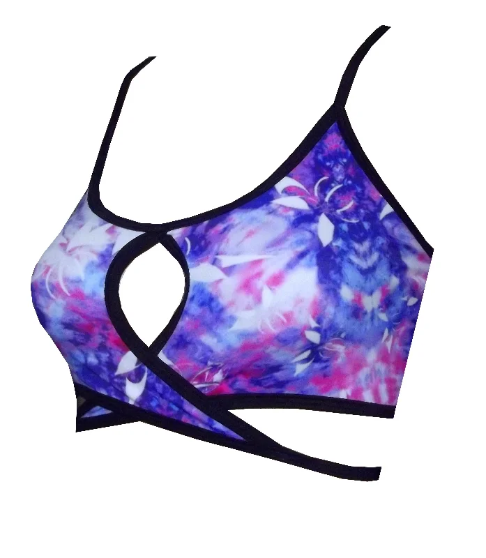 Take Advantage Tye Dye Print Keyhole Cross Over Sports Bra BK153P854