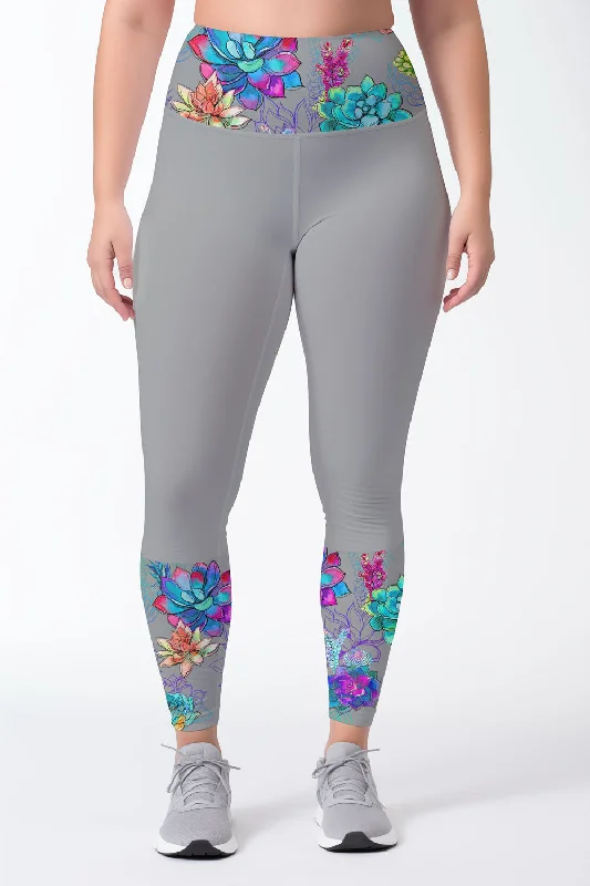 New Markdowns Bali Grey Lucy Floral Tropical Printed Gym Leggings Yoga Pants - Women New Markdowns Bali Grey Lucy Floral Tropical Printed Gym Leggings Yoga Pants - Women