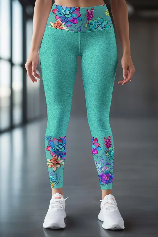 Price Reduction Bali Mint Lucy Floral Tropical Printed Gym Leggings Yoga Pants - Women Price Reduction Bali Mint Lucy Floral Tropical Printed Gym Leggings Yoga Pants - Women