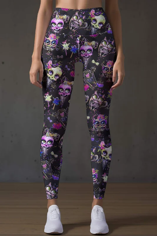 Amazing Deals beWITCHing Lucy Black Goth Skull Print Alt Leggings Yoga Pants - Women Amazing Deals beWITCHing Lucy Black Goth Skull Print Alt Leggings Yoga Pants - Women