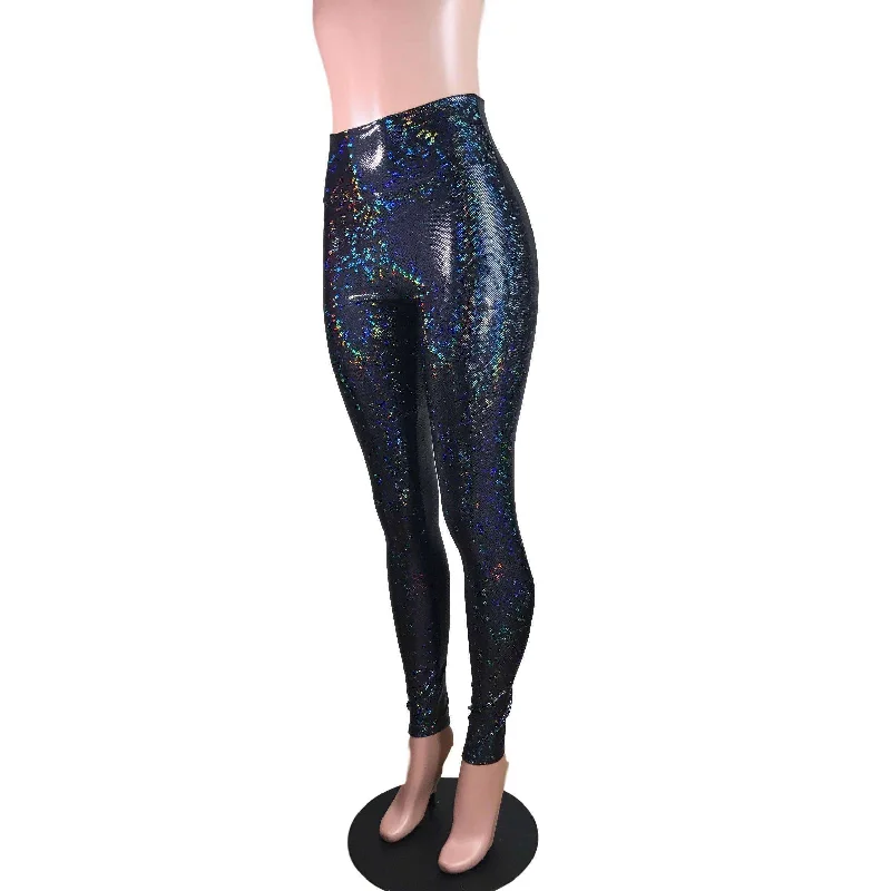 Super Deal Black Shattered Glass Holographic Leggings Pants