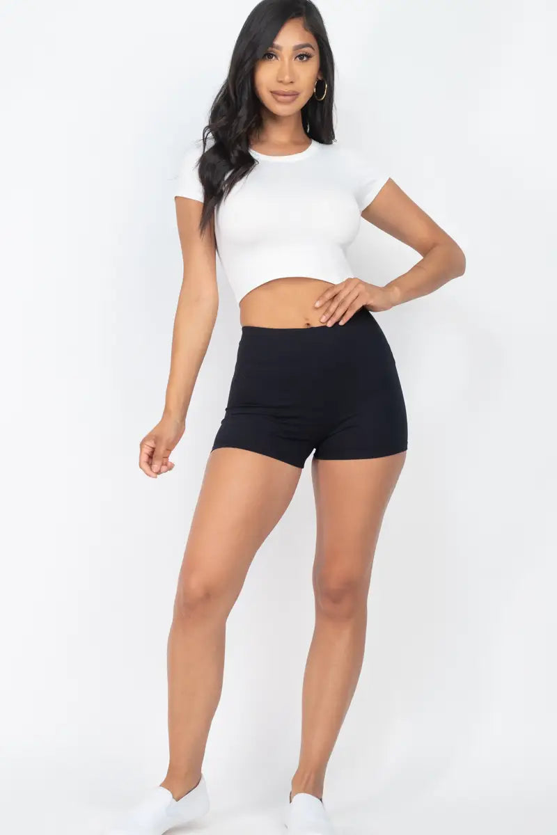 Deep Discounts Black Stretch Knit Shorts