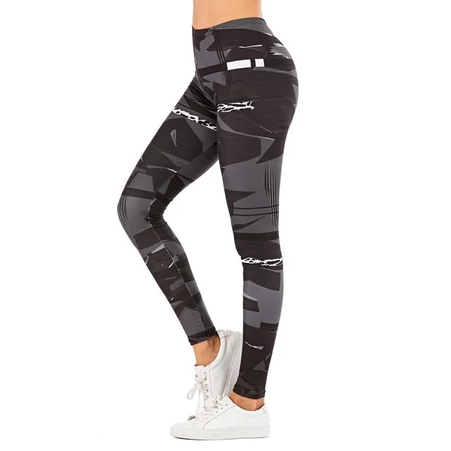 Overstock Brand Sexy Women Legging Leaf Printing Fitness Leggins Yoga