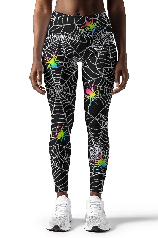 Today's Special Bugs & Kisses Lucy Black Spider Print Leggings Yoga Pants - Women