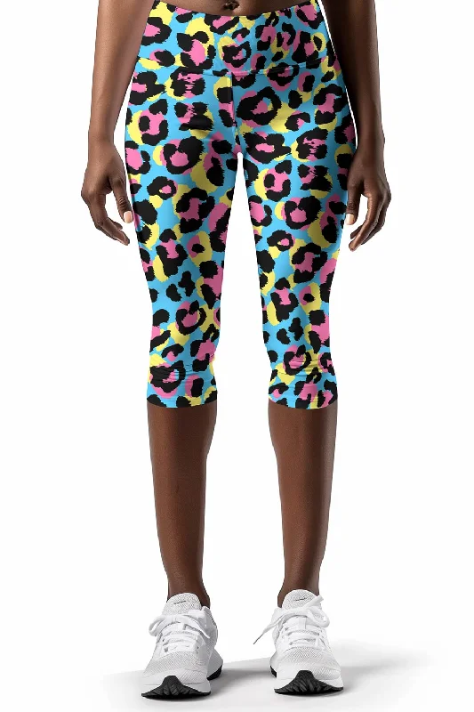 Must-Have Deals Chica Bomb Ellie Blue Leopard Performance Yoga Capri Leggings - Women Must-Have Deals Chica Bomb Ellie Blue Leopard Performance Yoga Capri Leggings - Women