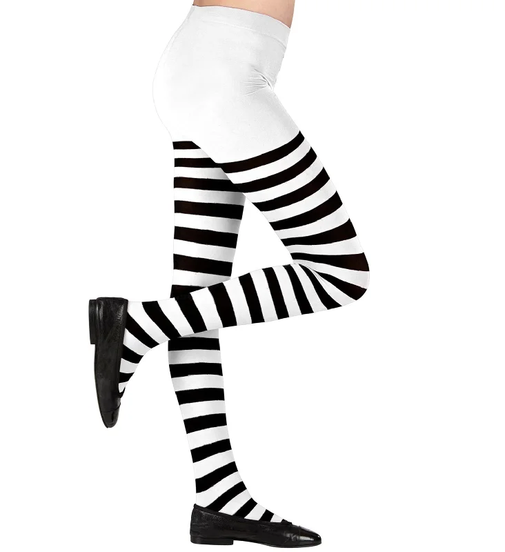 Amazing Deals Children's White and Black Striped Tights