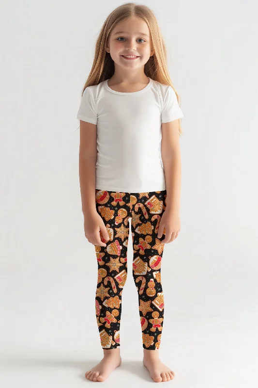 Super Savings Cookie Time Lucy Black Cute Christmas Printed Leggings - Kids