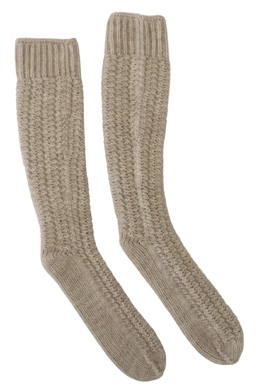 Value Deals Dolce & Gabbana Chic Beige Wool Blend Over-the-Calf Socks