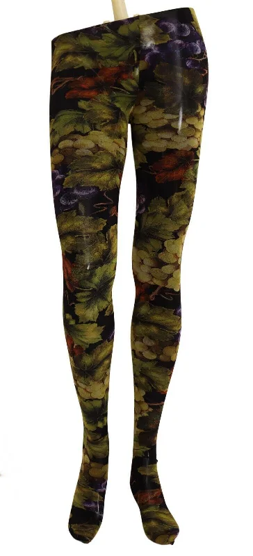 Today’s Deal Dolce & Gabbana Elegant Black Grapes Printed Nylon Tights