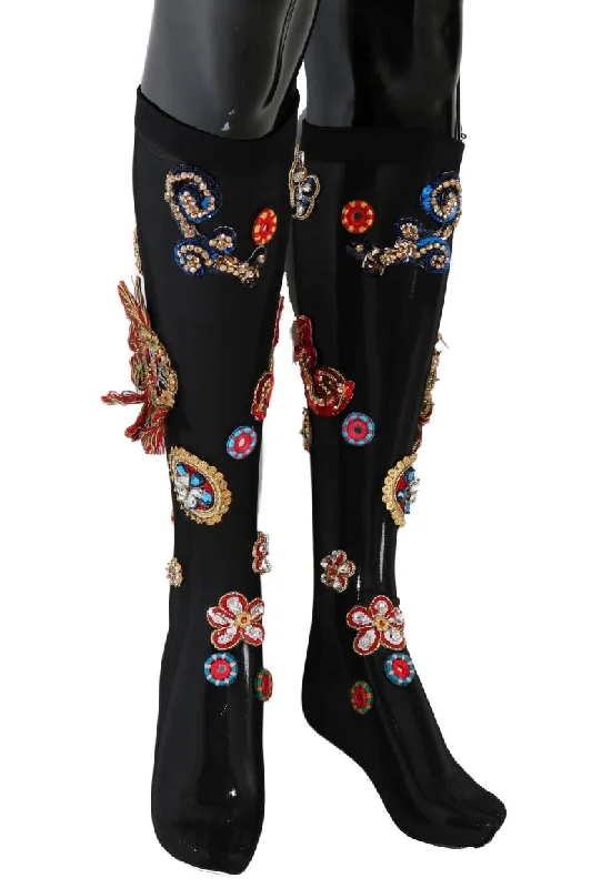 YEAR-End Sale Dolce & Gabbana Elegant Embellished Crystal Stockings