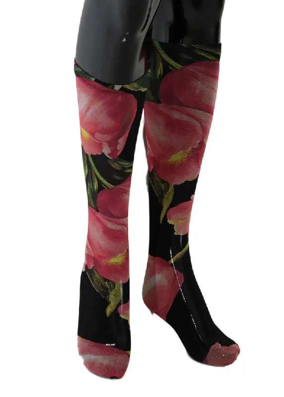 Price Cut Dolce & Gabbana Floral Nylon Stretch Stockings
