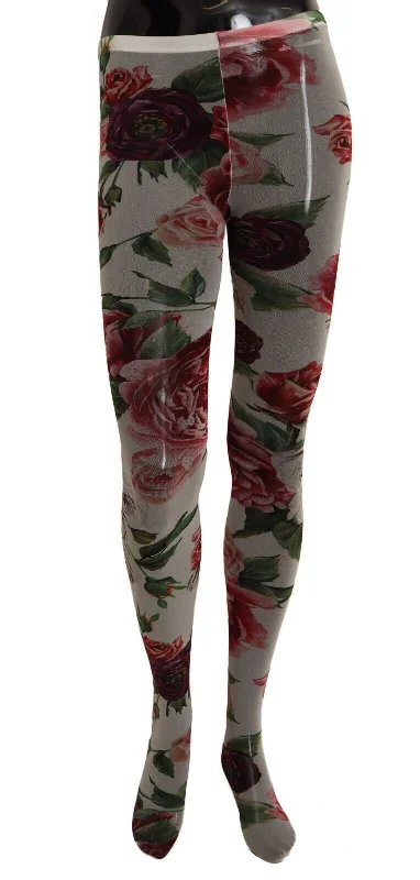 The Best Prices Dolce & Gabbana Elegant Rose-Printed Mesh Tights