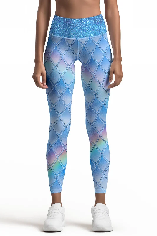 Buy More, Save More Dragon Scale Lucy Blue Printed Leggings Yoga Pants - Women