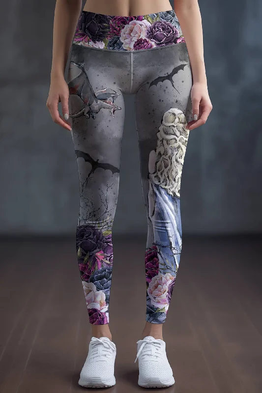 Exclusive Offers Duchess & Dragons Lucy Grey Printed Leggings - Women