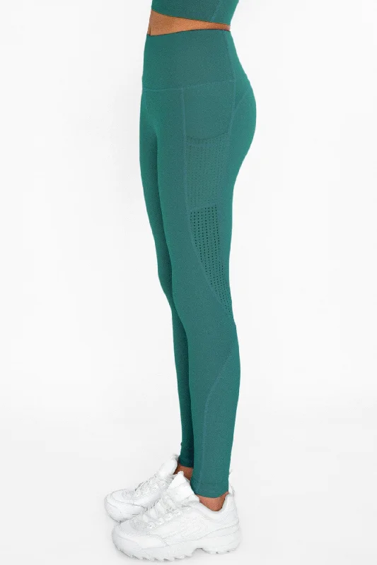 Don't Wait 4 for $54 - Emerald Green Cassi Mesh Pockets Workout Leggings Yoga Pants - Women
