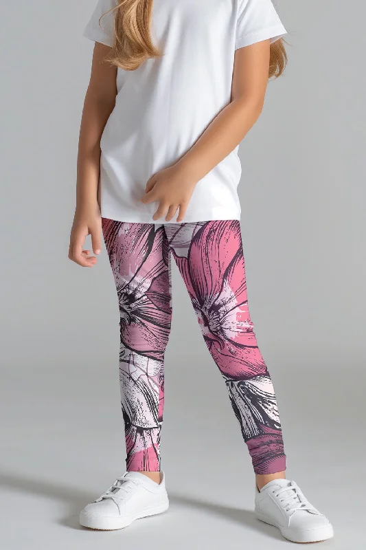 Shop and Save Fantasia Lucy Cute Dusty Pink Floral Print Leggings - Kids
