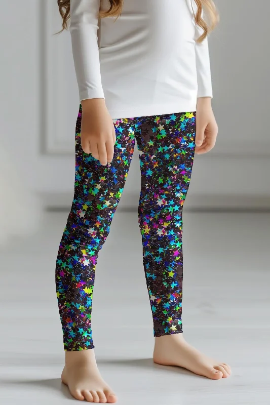 Factory Direct Sale Fireworks Lucy Cute Colorful Stars Printed Leggings - Kids