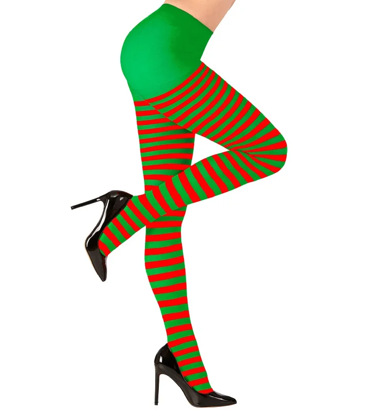 Buy More, Save More Green and Red Striped Tights