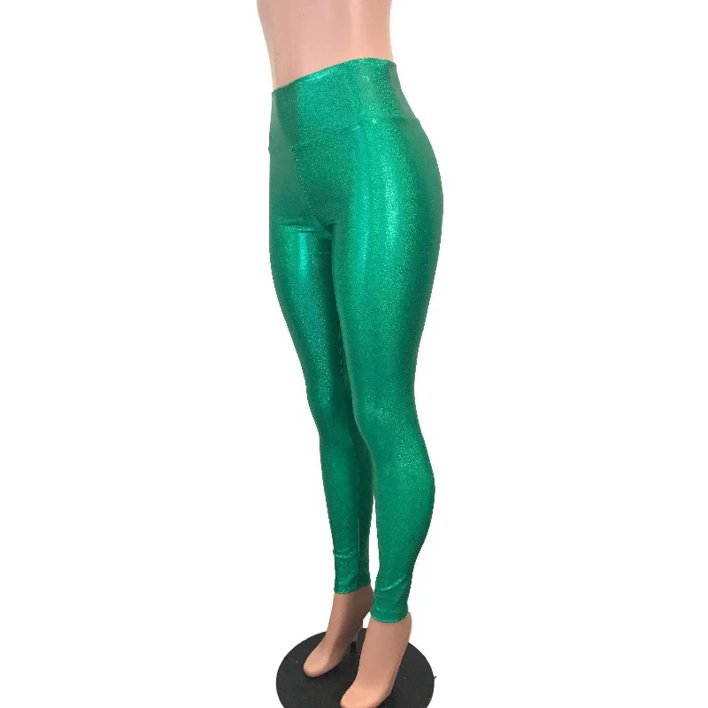 Special Price Green Sparkle High Waisted Leggings Pants