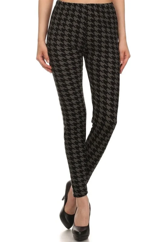 Early Access High-Waist Houndstooth Leggings in Black & Grey