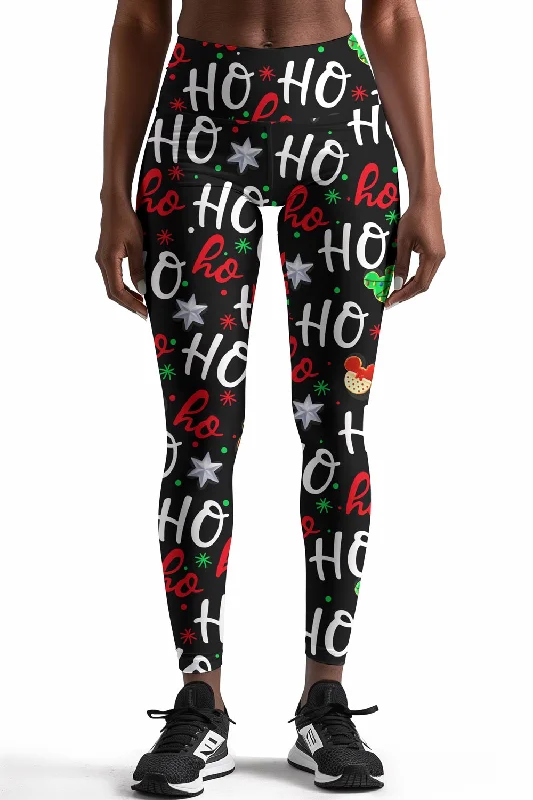 Price Blitz Hohoho Xmas Lucy Black Winter Printed Leggings Yoga Pants - Women