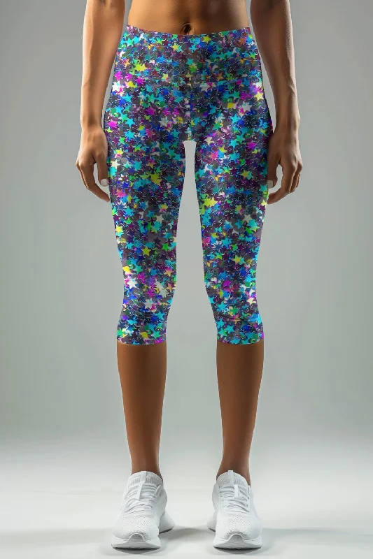 Anniversary Sale Hollywood Sparkle Ellie Grey Performance Yoga Capri Leggings - Women Anniversary Sale Hollywood Sparkle Ellie Grey Performance Yoga Capri Leggings - Women