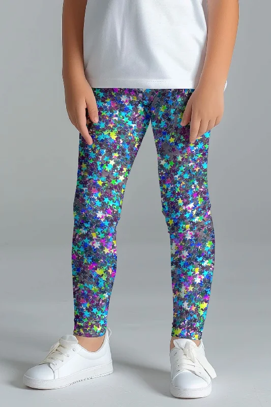 Huge Discounts Hollywood Sparkle Lucy Grey Stars Print Party Leggings - Kids