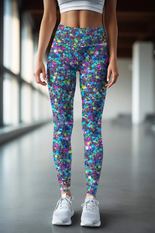 Closeout Hollywood Sparkle Lucy Grey Printed Leggings Yoga Pants - Women