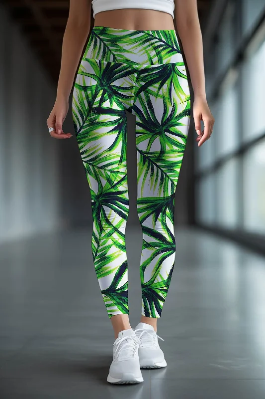 Overstock Island Life Lucy Floral Print Performance Leggings - Women