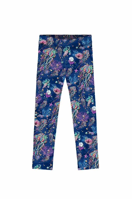 Referral Discount Jellyfish Lucy Amazing Blue Sea Print Leggings - Kids
