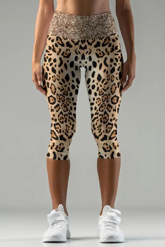 Discount Extravaganza Let's Go Wild Ellie Brown Performance Yoga Capri Leggings - Women