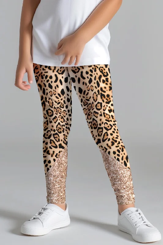 Limited Availability Let's Go Wild Lucy Brown & Gold Animal Leopard Print Leggings - Kids Limited Availability Let's Go Wild Lucy Brown & Gold Animal Leopard Print Leggings - Kids