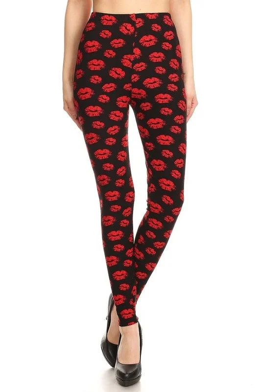 New Deals Lipstick Kiss Print Leggings
