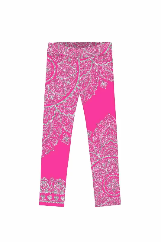 Special Buy Lipstick Nirvana Lucy Pink Geometric Boho Print Trendy Leggings - Kids